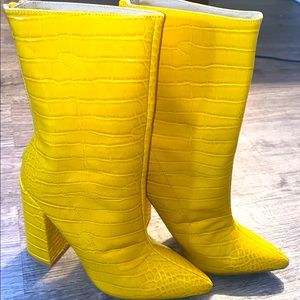 Yellow Snake Print Shoe Boots